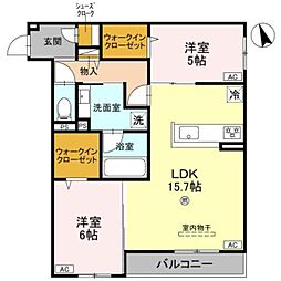 高石市東羽衣5丁目アパート 2LDKの間取図画像