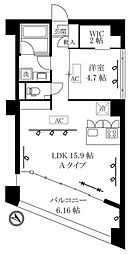 オレア日本橋浜町 1LDKの間取図画像