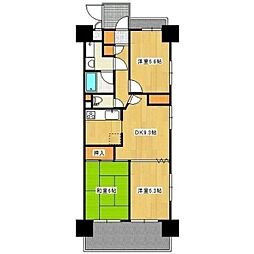 ベル・アーバニティ住吉清水丘 4階3DKの間取り