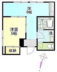 リバーサイドビル下井草 4階1DKの間取り