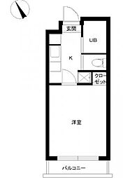 スカイコート早稲田5 1Kの間取図画像