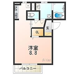 阪急京都本線 正雀駅 徒歩2分の賃貸アパート 1階ワンルームの間取り