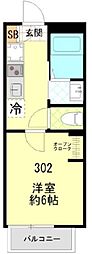 ラテ横浜 1Kの間取図画像
