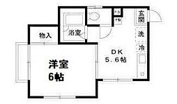エクセル木曽 2階1Kの間取り