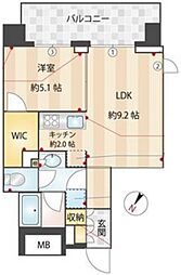 ラサンテ千駄木 9階1LDKの間取り
