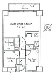 パークフロント中野新井薬師 14階2LDKの間取り