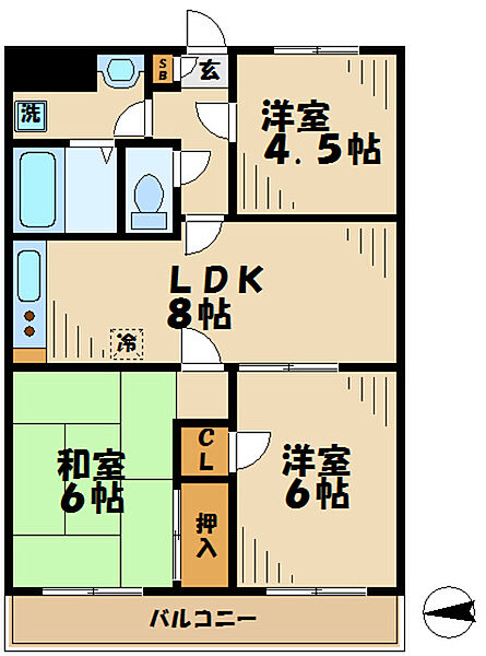 リッジモントゥ鶴牧 605｜東京都多摩市鶴牧６丁目(賃貸マンション3DK・6階・56.70㎡)の写真 その2