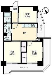 東京メトロ日比谷線 中目黒駅 徒歩3分の賃貸マンション 5階3DKの間取り