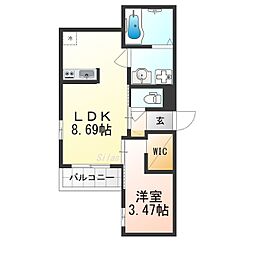 REGALEST五条大宮 1階1LDKの間取り