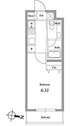 ファインライツ氷川台 4階1Kの間取り