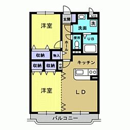 コマバコーポ 2LDKの間取図画像