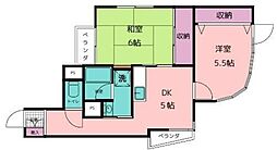 メゾンランヴィーヌ 6階2DKの間取り