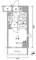 スカイコート・ヴィーダ五反田ウエスト 1Kの間取図画像