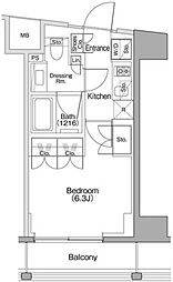 ザ・パークハビオSOHO代々木公園 3階1Kの間取り