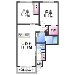 南海線 和歌山市駅 徒歩20分の賃貸アパート 1階2LDKの間取り