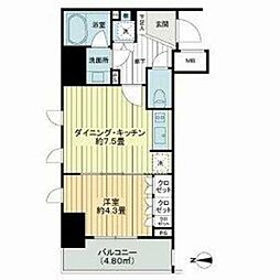 ライオンズ浅草橋ミレス 8階1DKの間取り