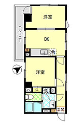 クボタビル 401 4階2DKの間取り