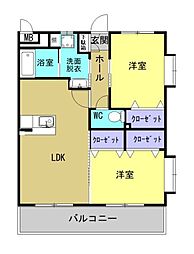ホーク アイ 2LDKの間取図画像