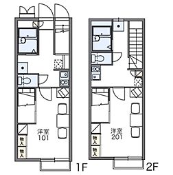 レオパレスメルベーユIV 1階1Kの間取り