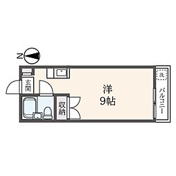 ファミールクルス 2階ワンルームの間取り