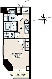 S-RESIDENCE三田慶大前 1Kの間取図画像