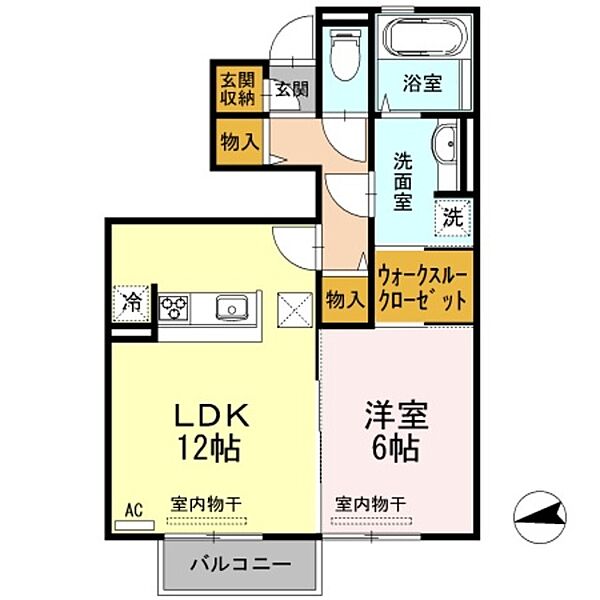 Ｄ－Ｒｏｏｍ・ＳＫ　IV 103｜新潟県柏崎市豊町(賃貸アパート1LDK・1階・48.65㎡)の写真 その2