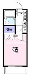 アネックス・ローズI 2階1Kの間取り