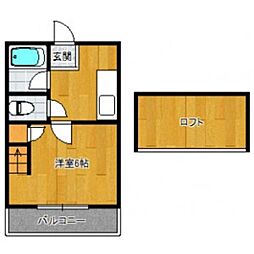 ハーベスト次郎丸 1Kの間取図画像