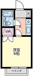 メゾン草薙パート3 ワンルームの間取図画像