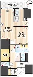 ズーム信濃町 2階1LDKの間取り