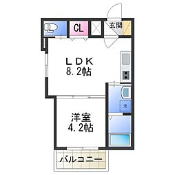 GRANDIR初芝 1LDKの間取図画像