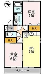 トルペプラザ 1階2DKの間取り