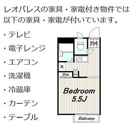 レオパレスＭ−47(13199) 2階1Kの間取り