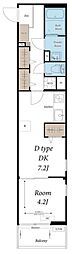 レオ東林間 1DKの間取図画像