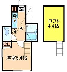 笹塚ヴォアール 1階1Kの間取り