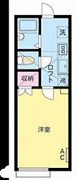 ブリリアント・アイII 2階1Kの間取り