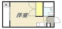 スカイコート立川第3 1階ワンルームの間取り