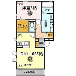 グレイスコートA 1LDKの間取図画像