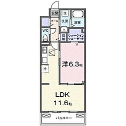 グレイスパークIII 1LDKの間取図画像