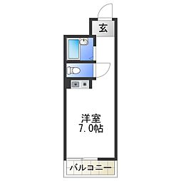 川口ハイツ ワンルームの間取図画像