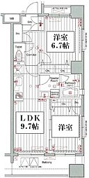 都営三田線 板橋本町駅 徒歩6分の賃貸マンション 12階2LDKの間取り