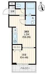 Ｃａｒｔｅ Ｂｌａｎｃｈｅ Ｈｉｋｉｆｕｎｅ 2階1LDKの間取り