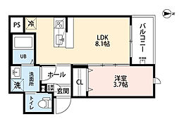robot home 平野 1LDKの間取図画像