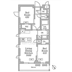 グランパーク千駄ヶ谷レジデンス 3階2LDKの間取り