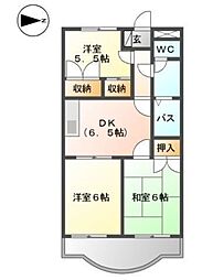 ドミールシャルマン 1階3DKの間取り