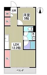 リバーサイド秀和 1LDKの間取図画像