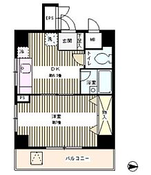 陽光ハイツ北上野 1DKの間取図画像