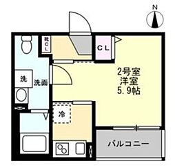 ベイルーム東本厚木 1Kの間取図画像