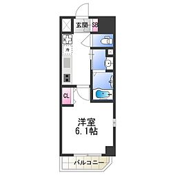 オズレジデンス今里NORTH 8階1Kの間取り
