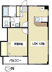 ブルーベル・ハイツ2 1LDKの間取図画像